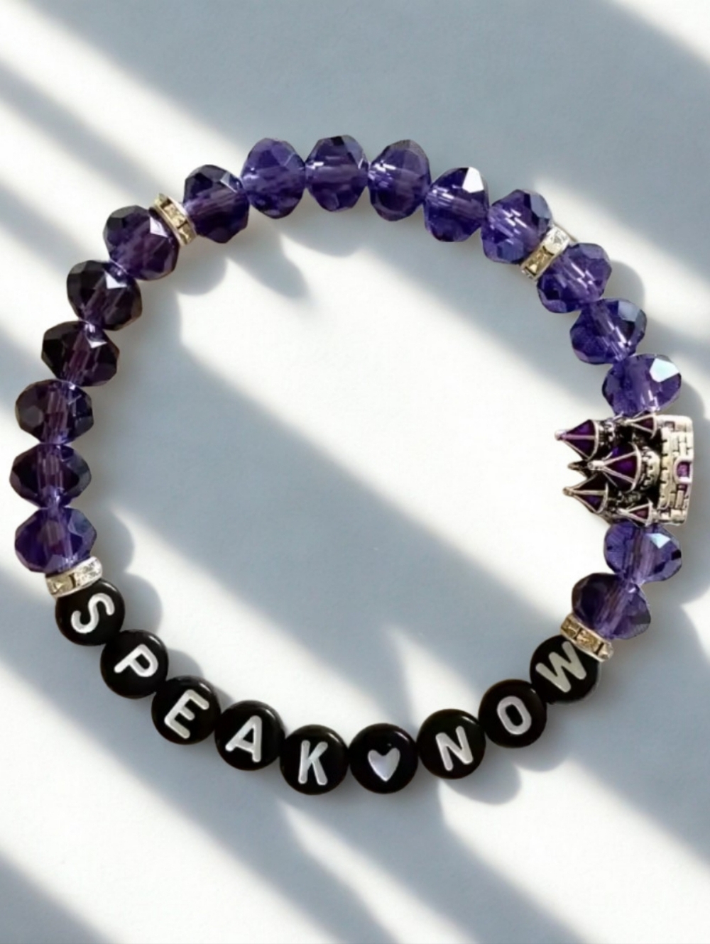 Taylor Swift Speak Now Bracelet 💜 Purple Beaded Swiftie Jewelry Castle Charm